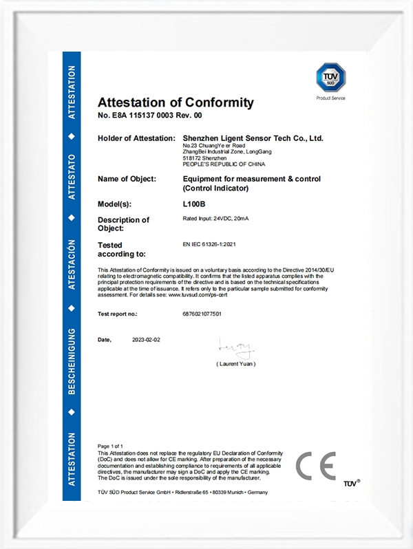 L100B CE-EMC certificate