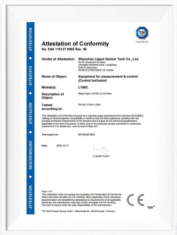 L100C CE-EMC certificate