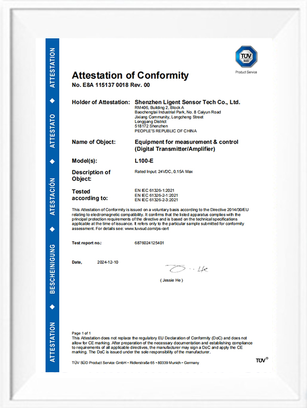 L100-E CE-EMC certificate
