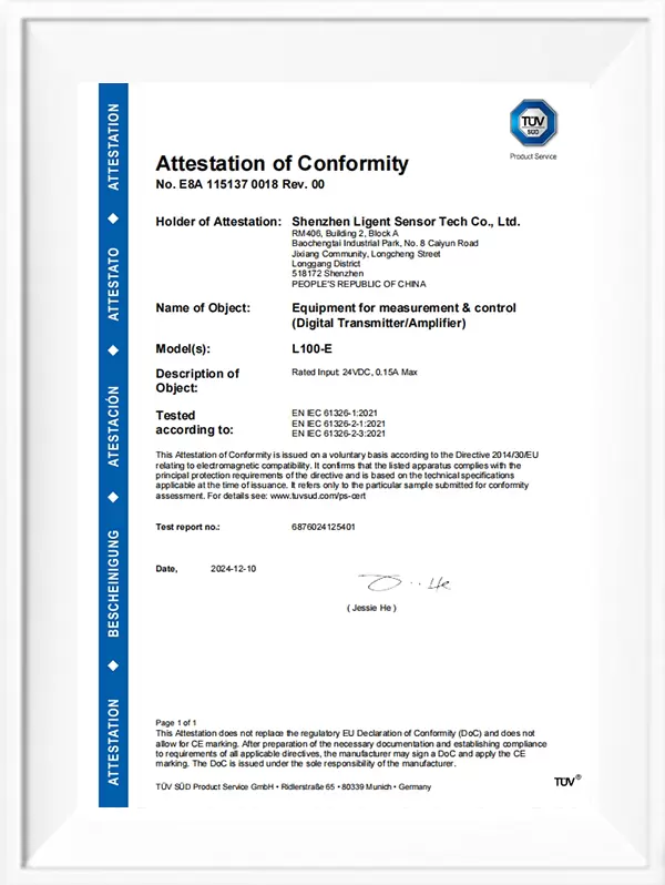 L100-E CE-EMC certificate
