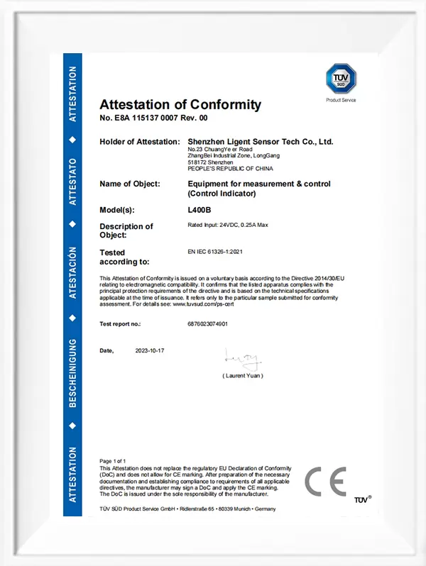L400B CE-EMC certificate