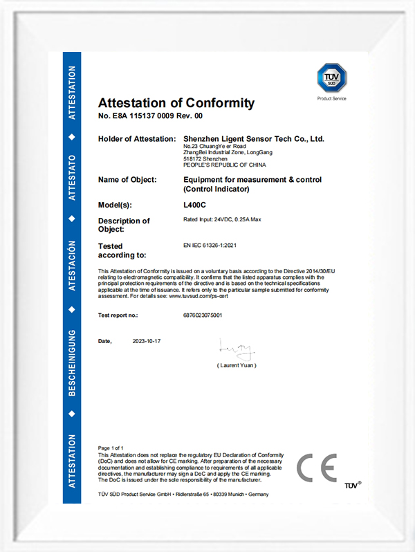 L400C CE-EMC certificate