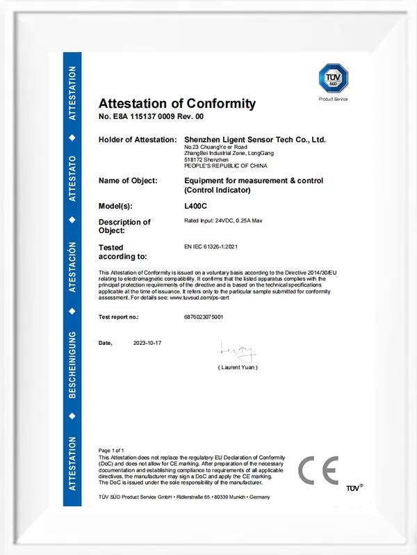 L400C CE-EMC certificate