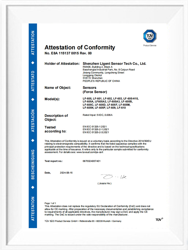 LF-605 CE-EMC certificate