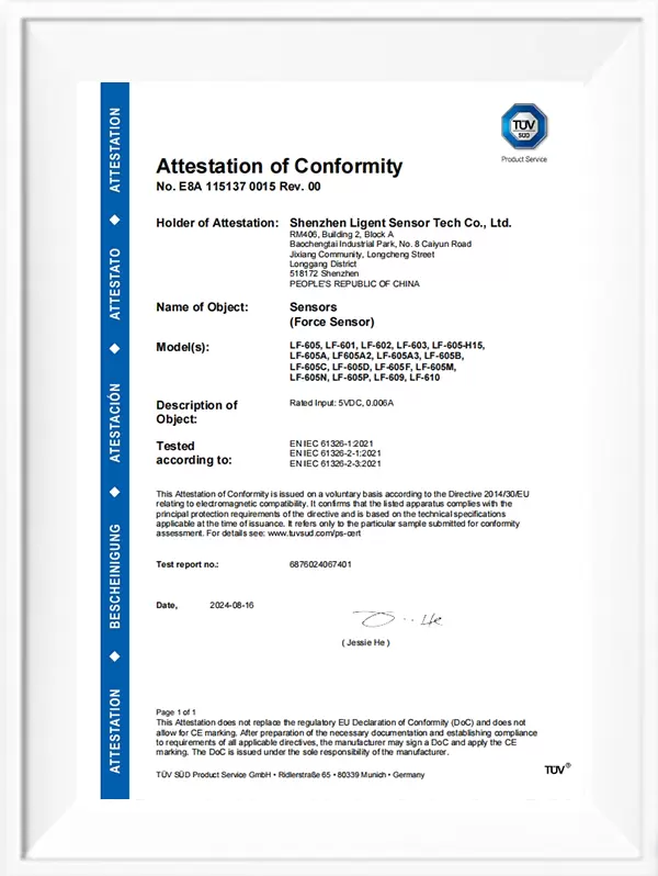 LF-605 CE-EMC certificate