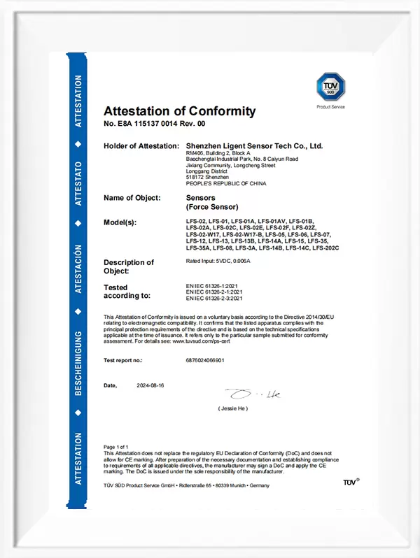LFS-02 CE-EMC certificate