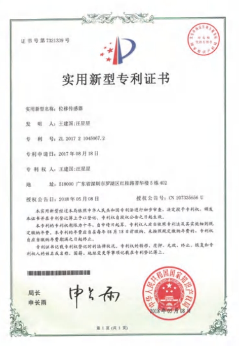 Utility Model Patent Certificate