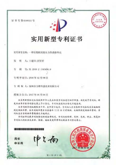 Utility Model Patent Certificate