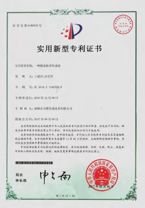 Utility Model Patent Certificate